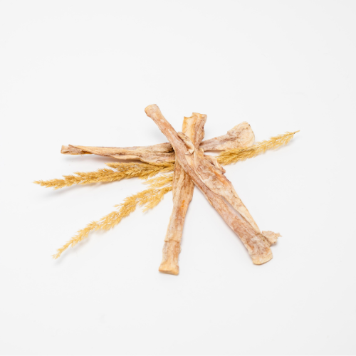 A group of Beast Feast Freeze-Dried Bison Ligament sticks on a white background.